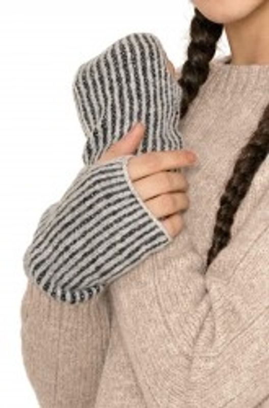 Alpakka pulsvarmer, MARINO, grå/sort