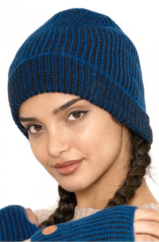 Alpakka lue, MARINO, unisex, blå/sort