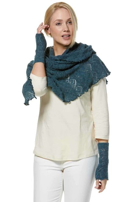 Hovedbilde Hadia Sjal + Pulsvarmer, petrol