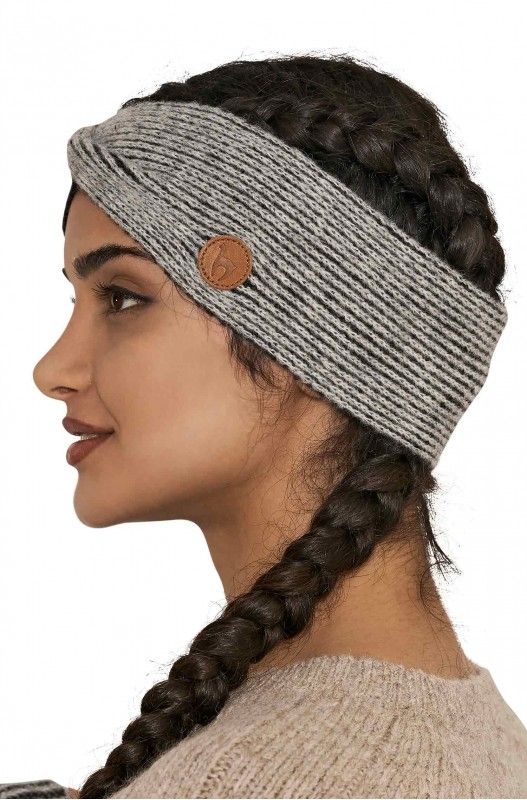 Alpakka pannebånd, MARINO, grå/sort