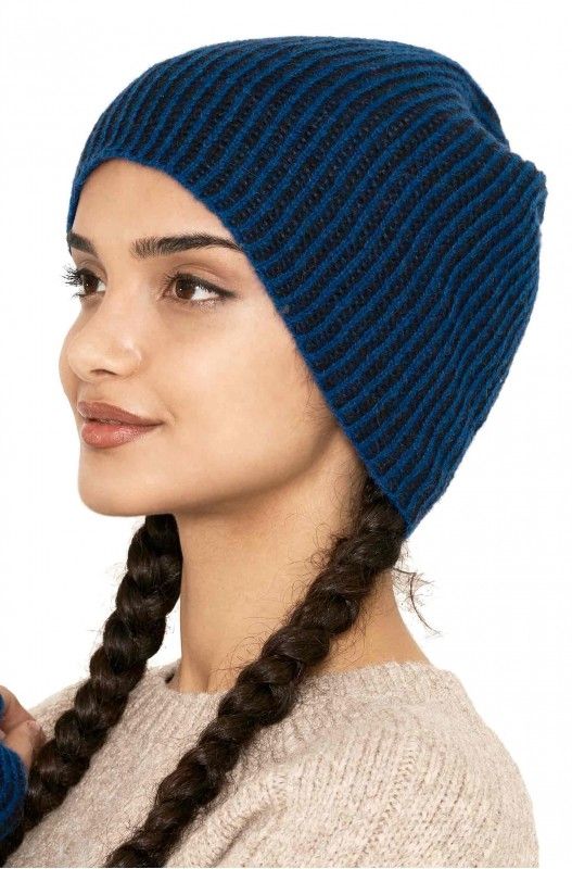 Alpakka lue, MARINO, unisex, blå/sort