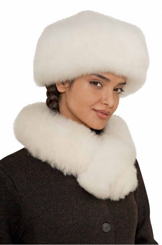 Pels, Lue + Skjerf - hvit