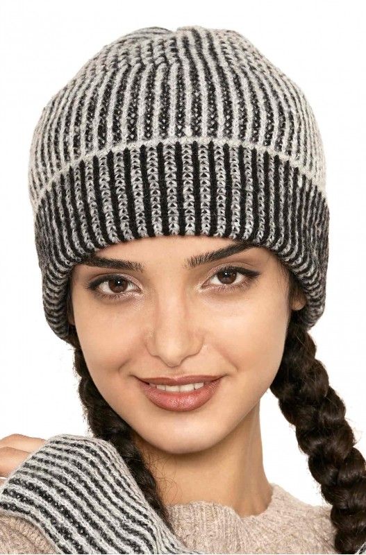 Alpakka lue, MARINO, unisex, grå/sort