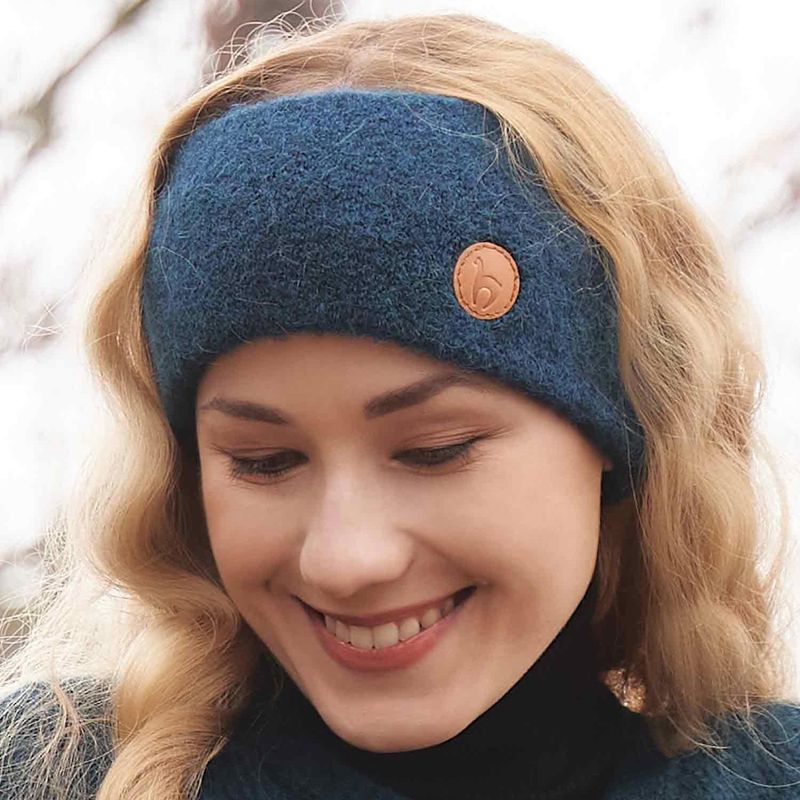 Alpakka pannebånd, Stretch, unisex, petrol