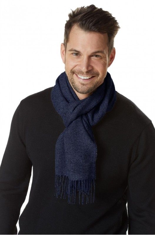 Alpakka skjerf, unisex, Blå-mellert