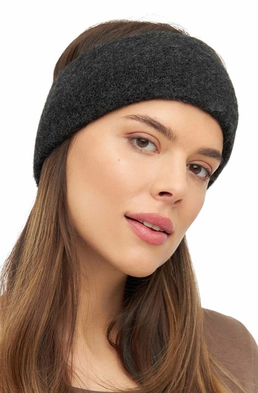 Alpakka pannebånd, Stretch, unisex, antrasitt